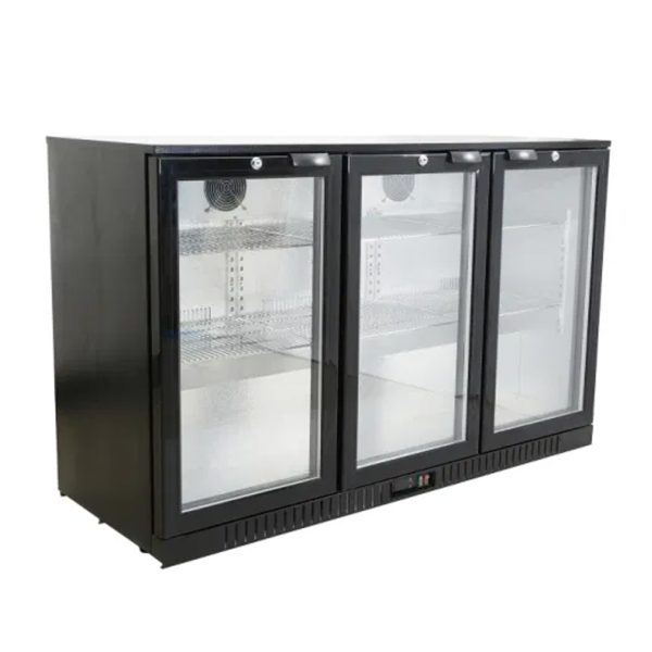 COMPTOIR ARRIERE BAR 3 PORTES VITREE 350 L NOIR