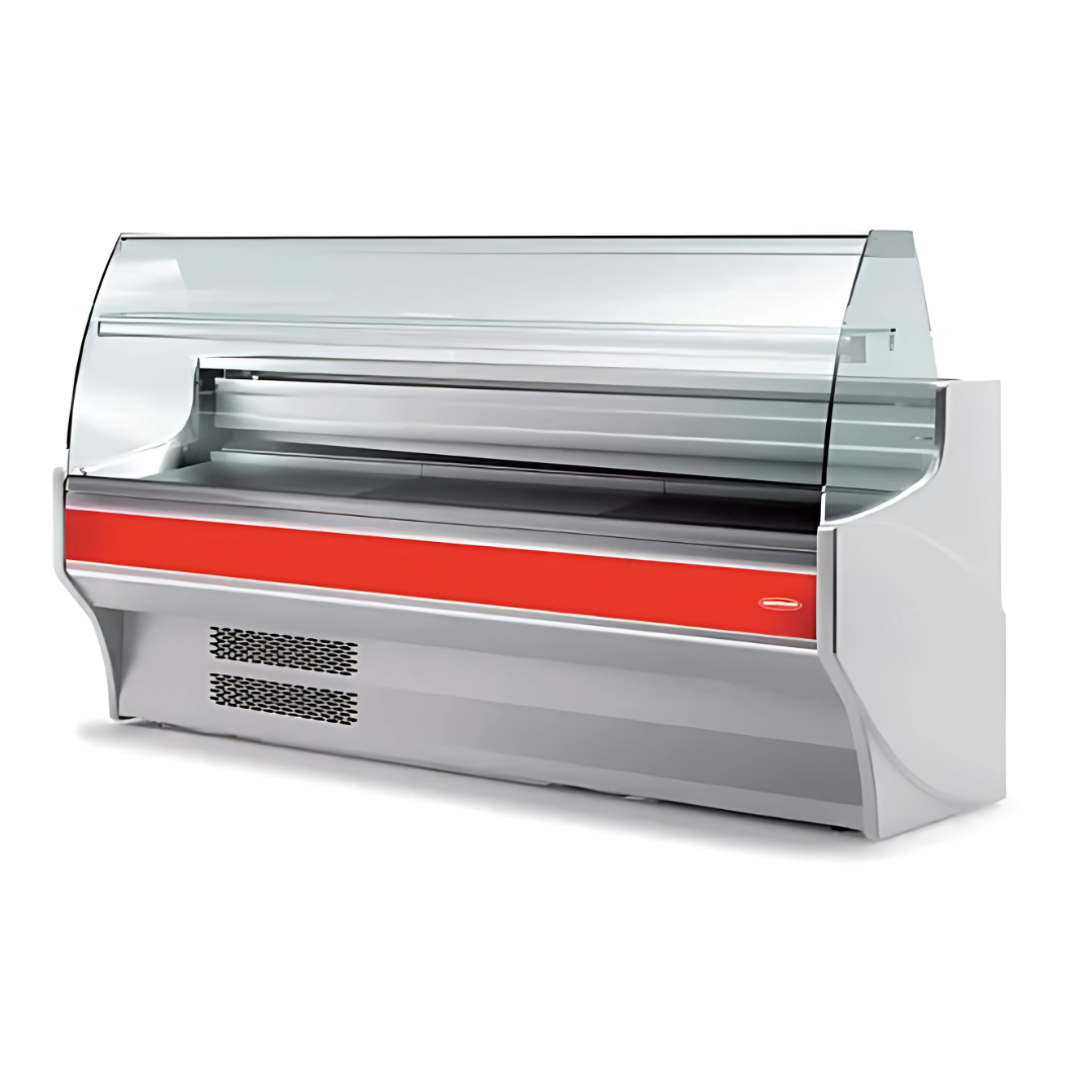 vitrine boucherie rouge intérieur inox